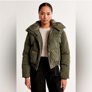 Abercrombie & Fitch Green Puffer Jacket with Hood